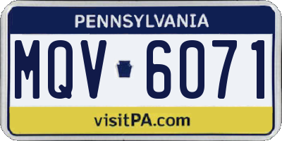 PA license plate MQV6071