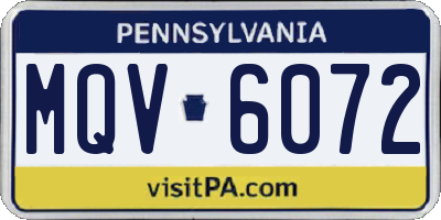 PA license plate MQV6072