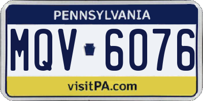 PA license plate MQV6076