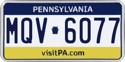 PA license plate MQV6077