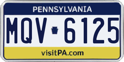 PA license plate MQV6125