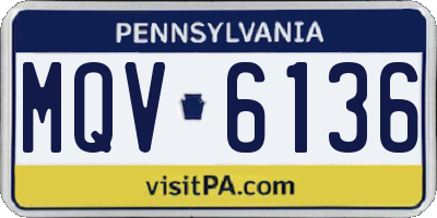 PA license plate MQV6136