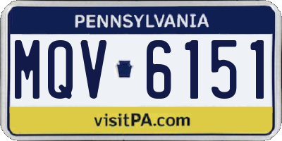 PA license plate MQV6151