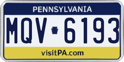 PA license plate MQV6193