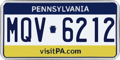 PA license plate MQV6212