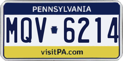PA license plate MQV6214