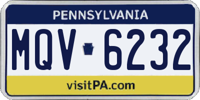 PA license plate MQV6232