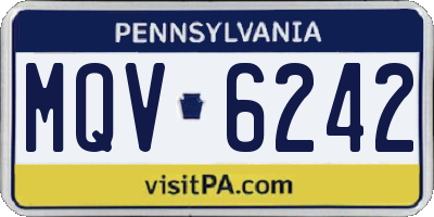 PA license plate MQV6242