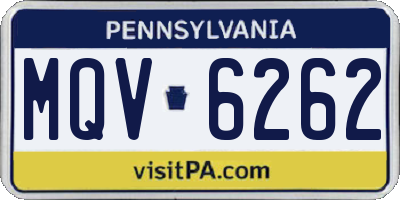 PA license plate MQV6262