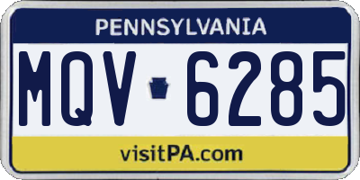PA license plate MQV6285