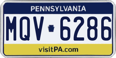 PA license plate MQV6286