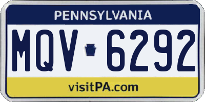 PA license plate MQV6292