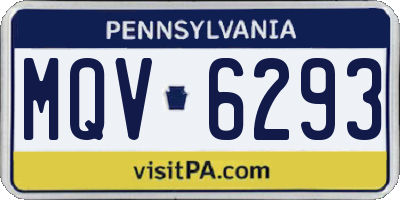 PA license plate MQV6293
