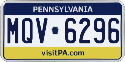 PA license plate MQV6296