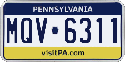 PA license plate MQV6311