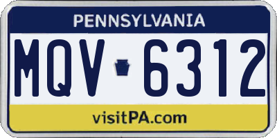 PA license plate MQV6312