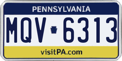 PA license plate MQV6313