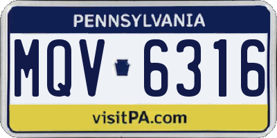 PA license plate MQV6316