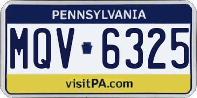 PA license plate MQV6325