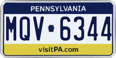 PA license plate MQV6344