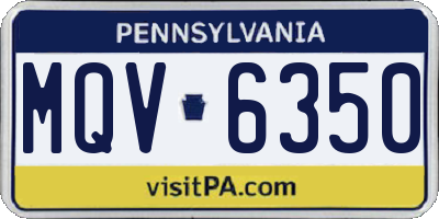 PA license plate MQV6350