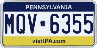 PA license plate MQV6355