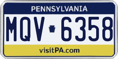 PA license plate MQV6358