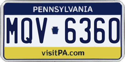 PA license plate MQV6360