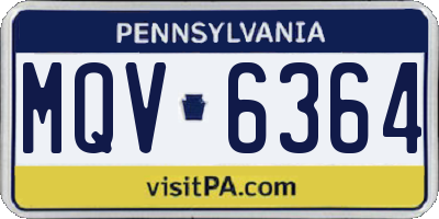 PA license plate MQV6364