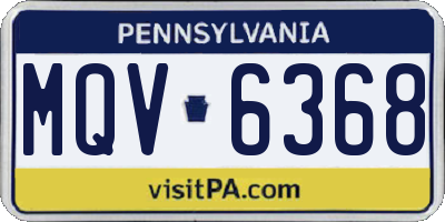 PA license plate MQV6368