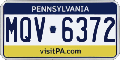 PA license plate MQV6372