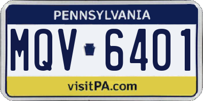 PA license plate MQV6401