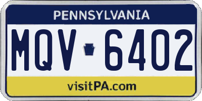 PA license plate MQV6402