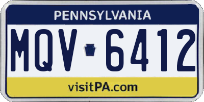 PA license plate MQV6412