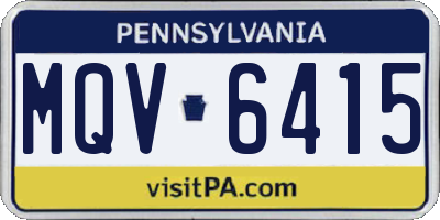 PA license plate MQV6415