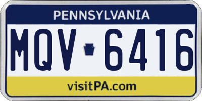 PA license plate MQV6416