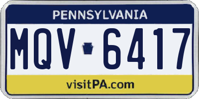 PA license plate MQV6417