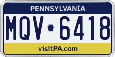 PA license plate MQV6418