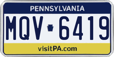 PA license plate MQV6419