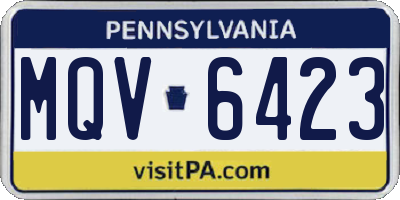 PA license plate MQV6423