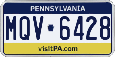 PA license plate MQV6428