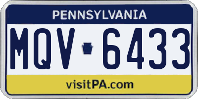 PA license plate MQV6433