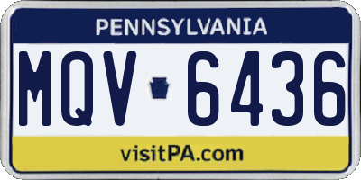 PA license plate MQV6436