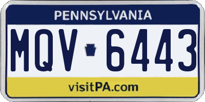 PA license plate MQV6443