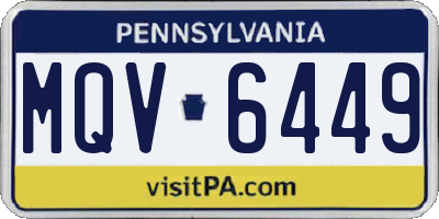 PA license plate MQV6449