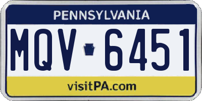 PA license plate MQV6451