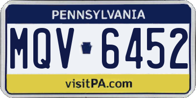 PA license plate MQV6452