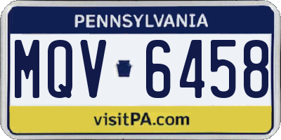 PA license plate MQV6458