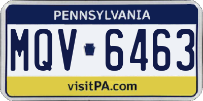 PA license plate MQV6463