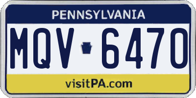 PA license plate MQV6470